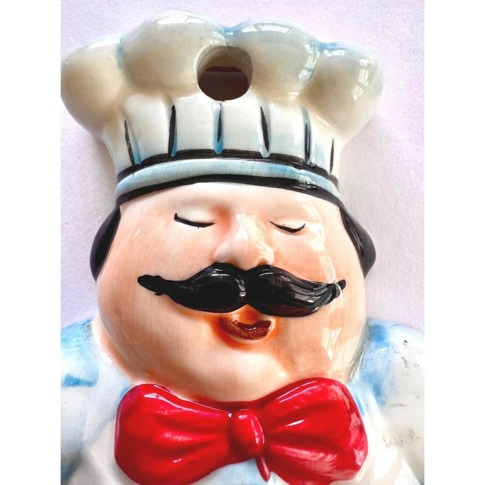 Vintage Hand-Painted Fat Chef Figurine Bistro Wall Plaque‎ Kitchen Decor